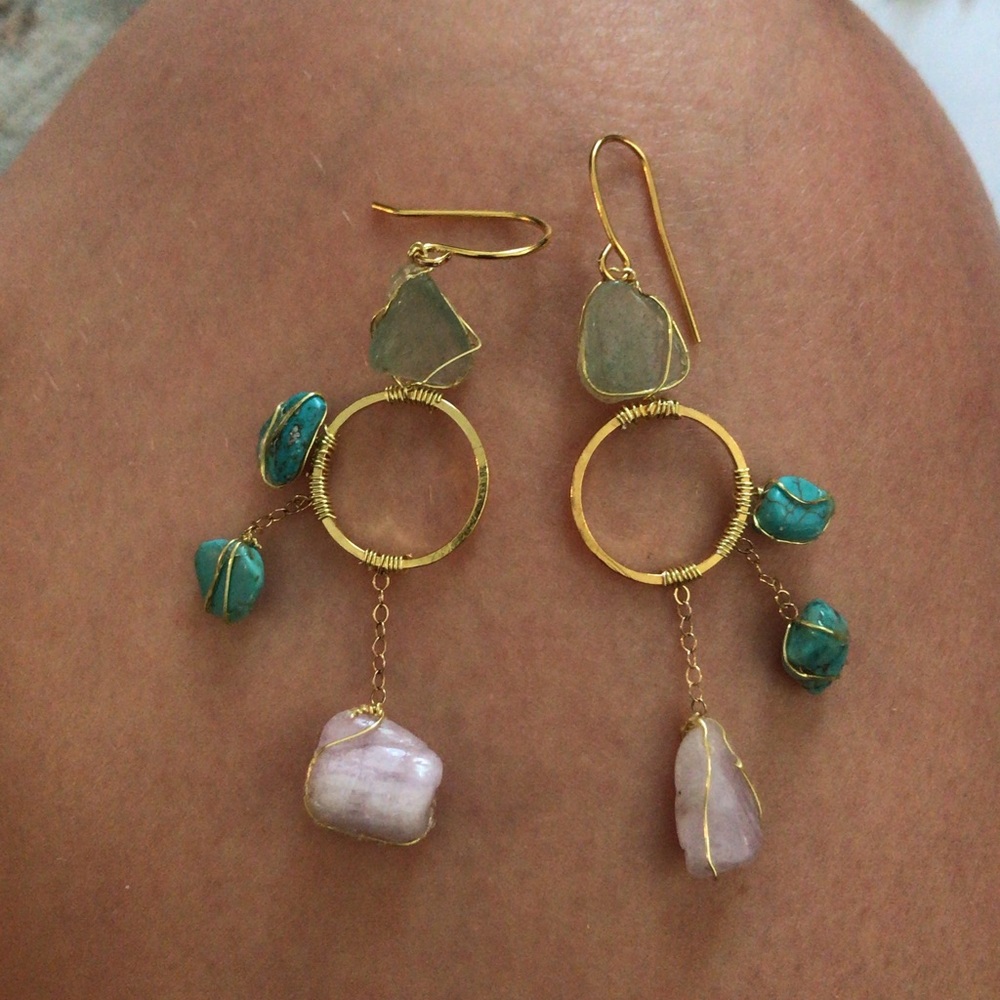 14k gold gemstone earrings or necklace custom